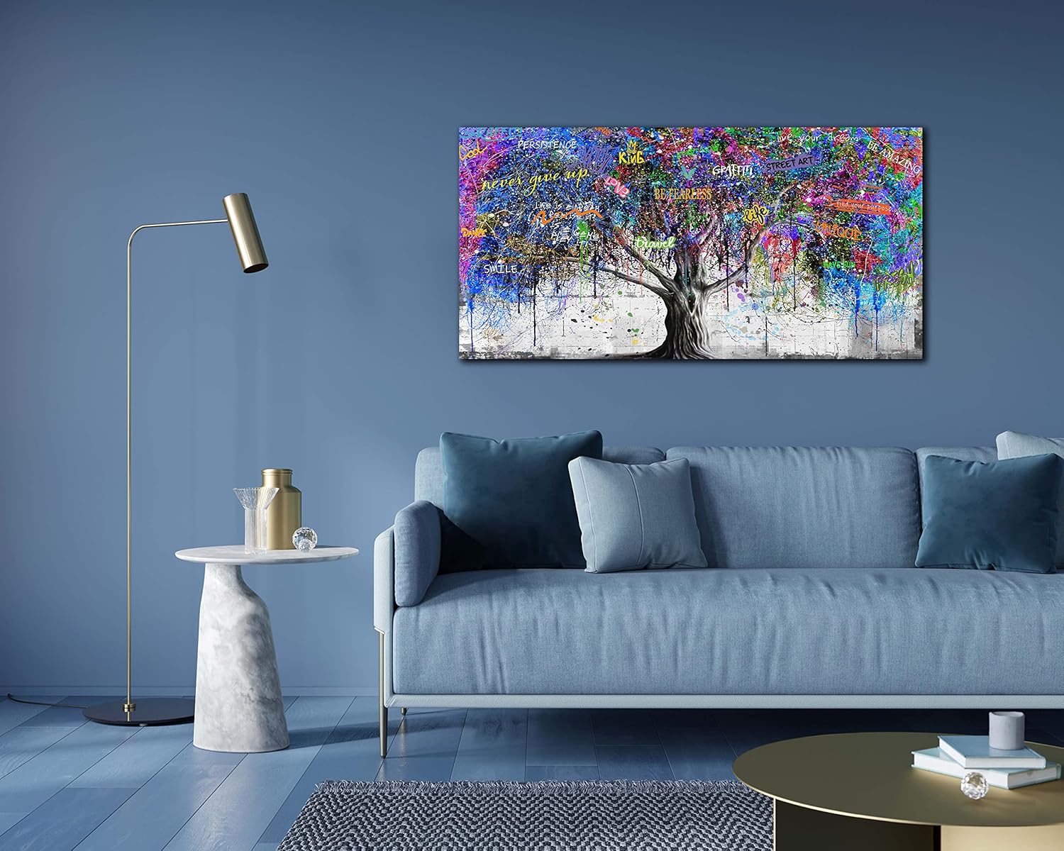 CIRABKY Tree Wall-Art For Bedroom - Abstract Art Wall Decor - Graffiti Wall Art For Living Room Large Size Colorful Pictures Poster Ready To Hang 40" x 20"