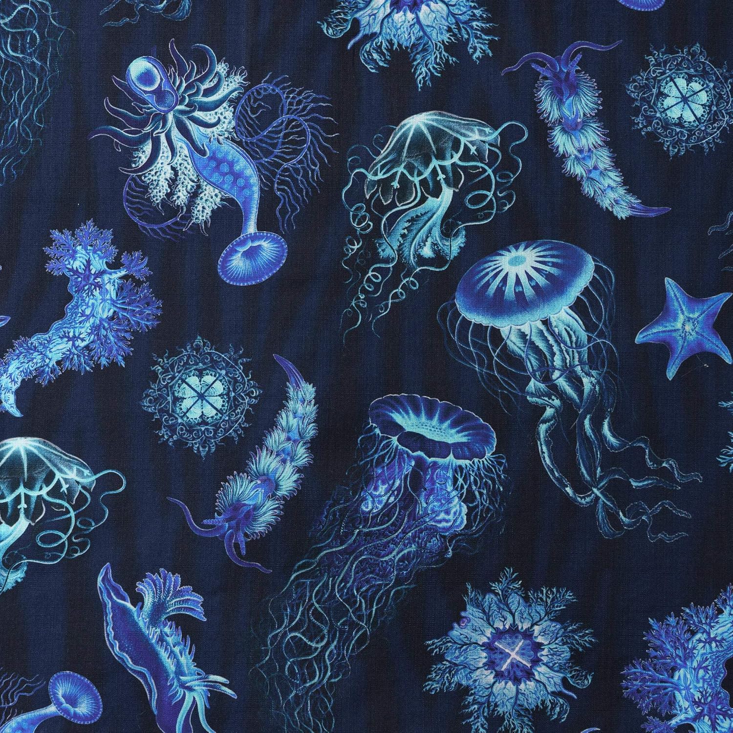 Symphony of The Deep Blue 100% Cotton Men's Short Sleeve Button-Down Shirt Blue Aloha Hawaiian