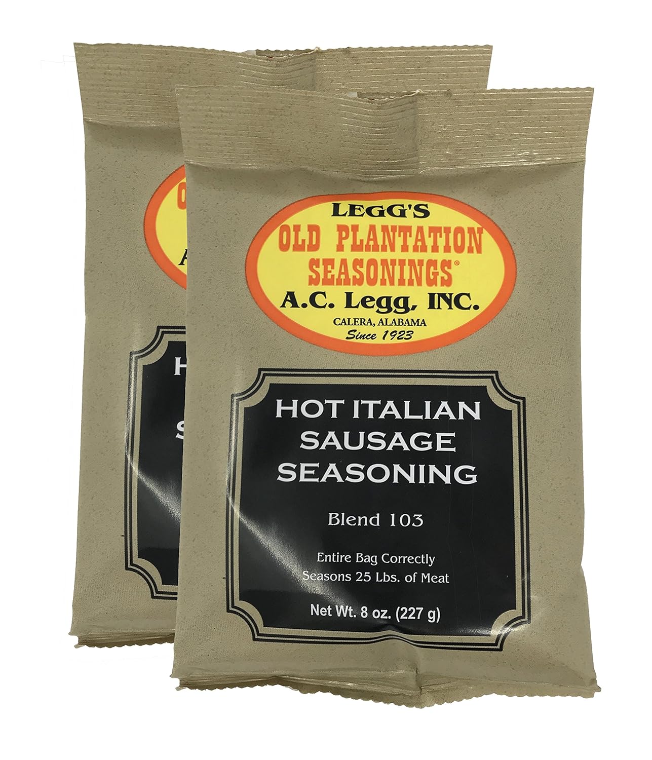 (Similar to stock photo) A.C. Legg's - Hot Italian Sausage Seasoning, 2 Packs - 8 Ounce each