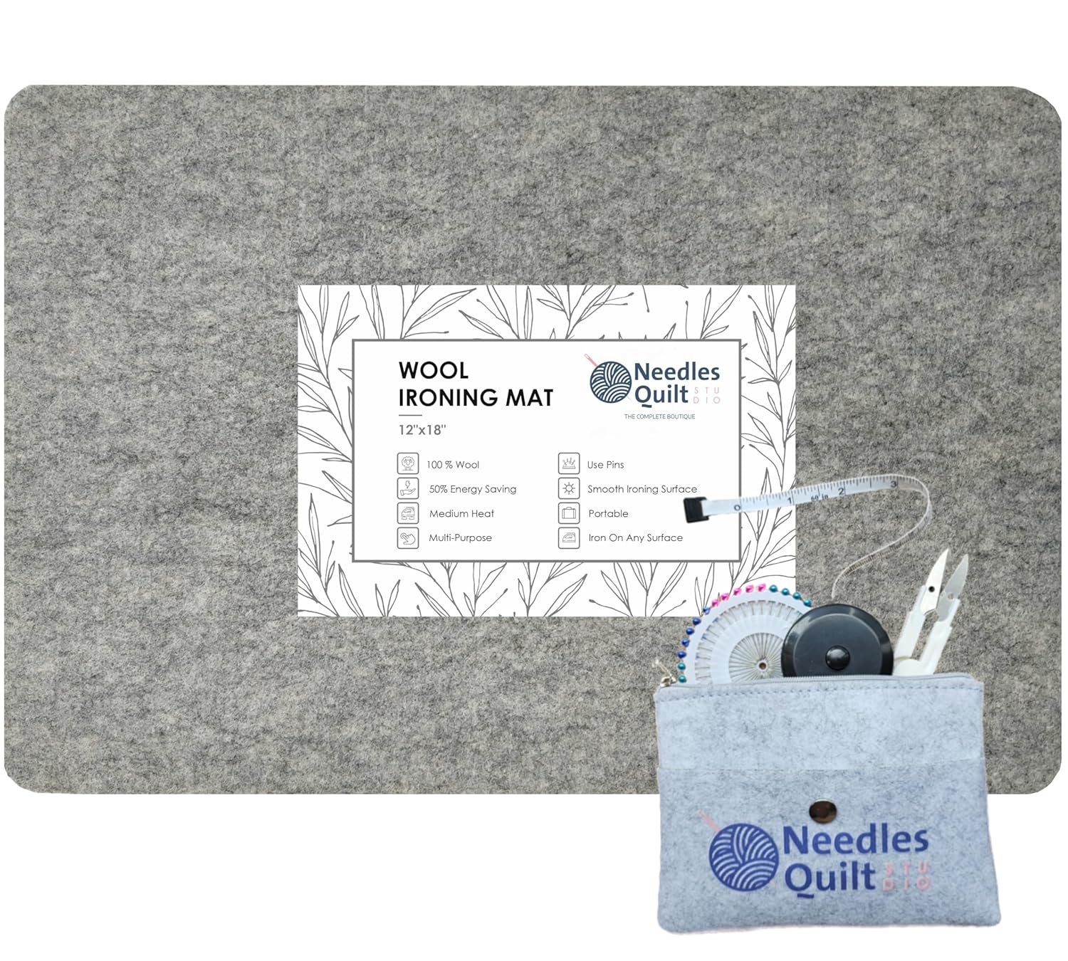 Wool Pressing Mat 18" X 12" 100 Natural Wool Ironing Mat for