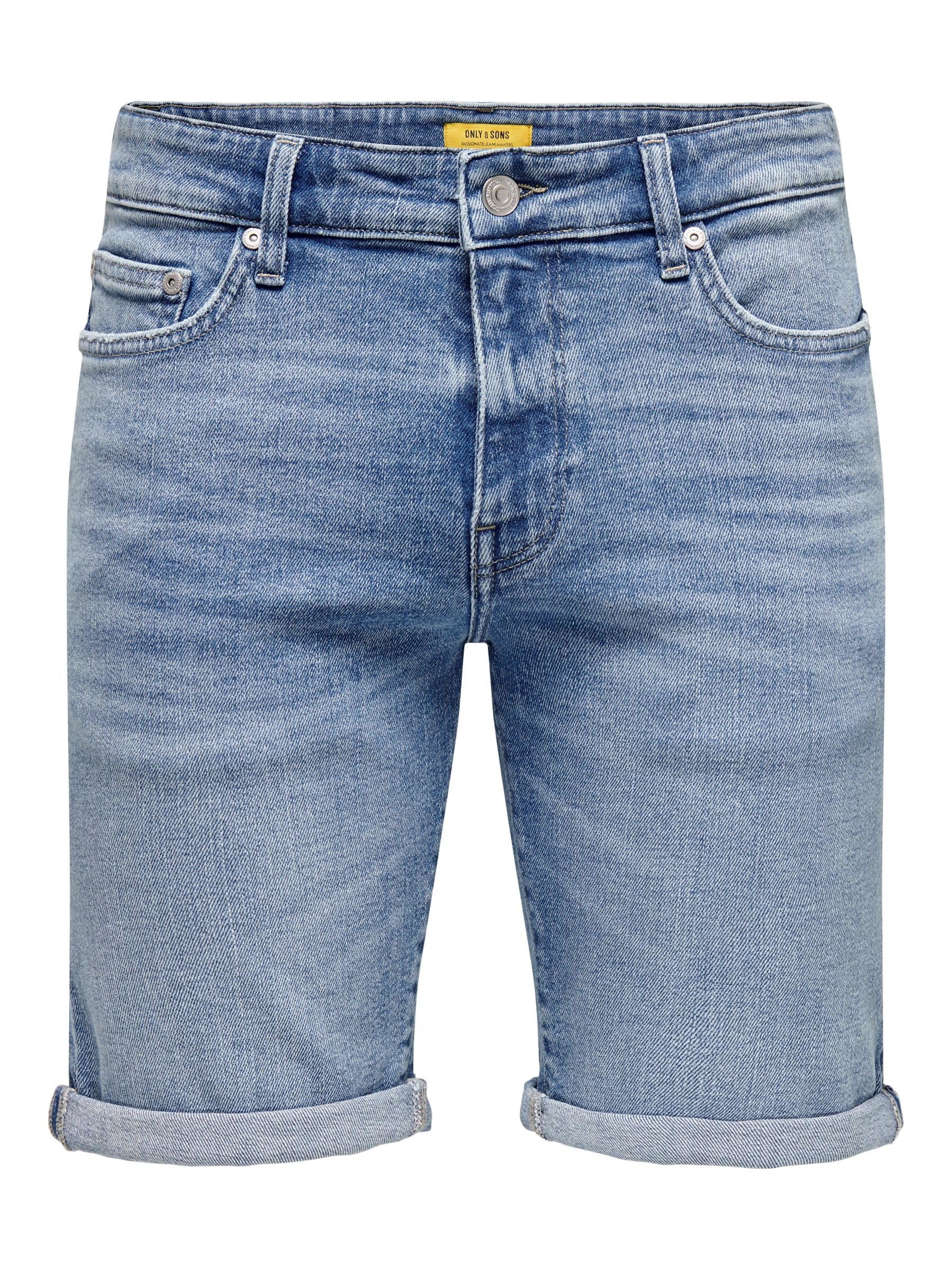 Only & Sons Denim Shorts Men's Sky Blue Large
