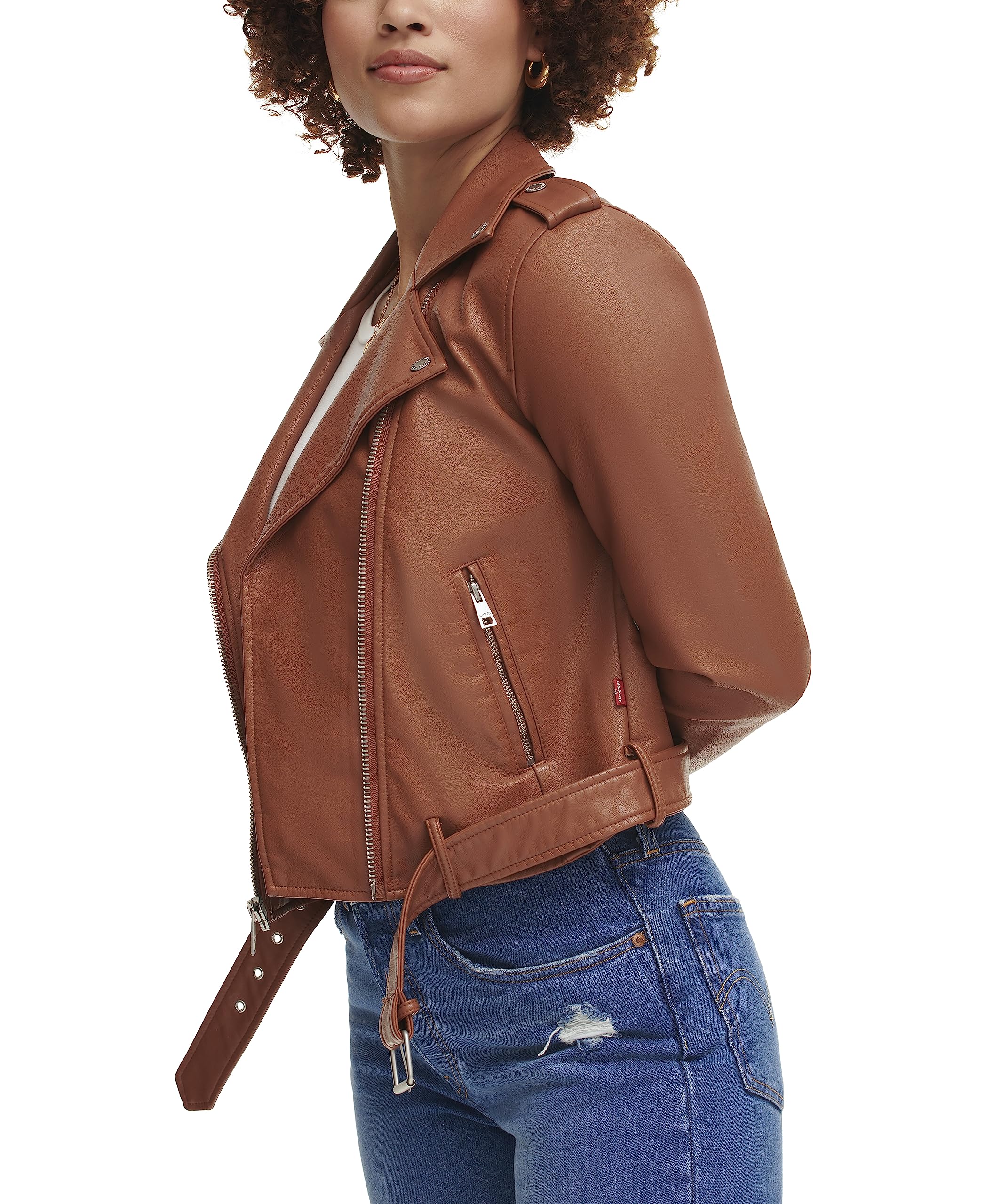 Levi's Women's The Belted Faux Leather Moto Jacket (Regular & Plus Size): 2X Camel