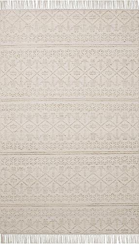 Miniatura 3 de Loloi Angela Rose Rivers Collection RIV-03 - Alfombra de muestra reversible de 18 x 18 pulgadas, color arena y marfil