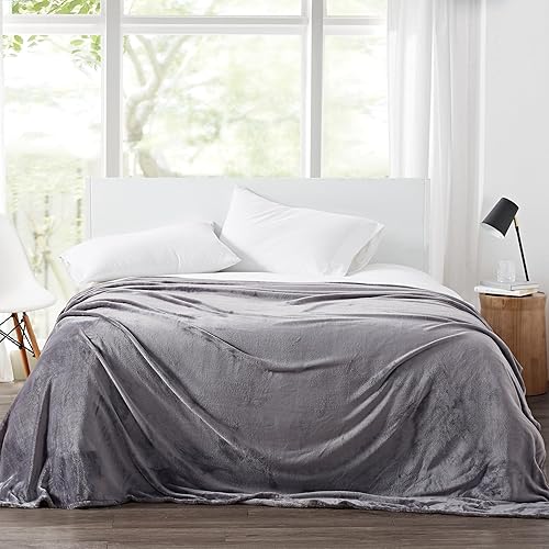 CANNON Manta de poliéster gris de felpa sólida, 1 pieza, tamaño matrimonialqueen, sólida, 100% poliéster, para hombres y mujeres, certificado