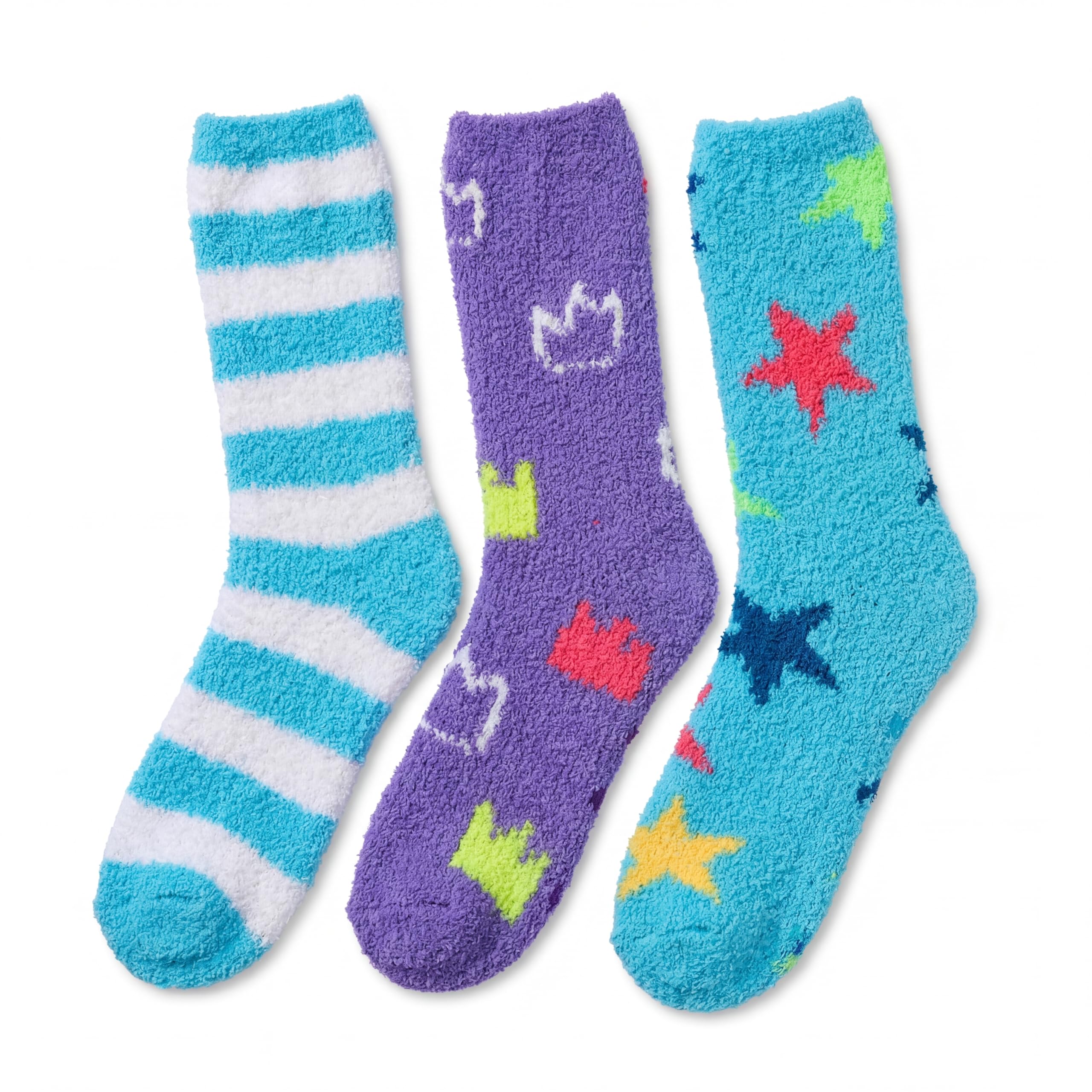 Tipi Toe Womens Fuzzy Crew Socks with Anti Slip Grips Warm Cozy Fluffy Winter Slipper Socks Non Skid Home Socks for Women