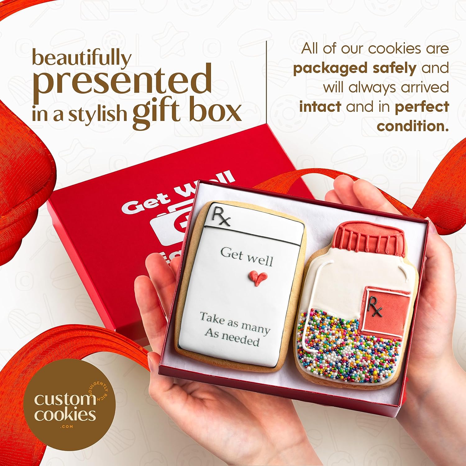 Custom Cookies Get Well Cookies - Set of 2 Kosher Decorated Vanilla Sugar Cookies - Express Feel Better Wishes for Men, Women, and Kids - After Surgery Gift, Get Well Soon Gifts for women Care Package - Image 6