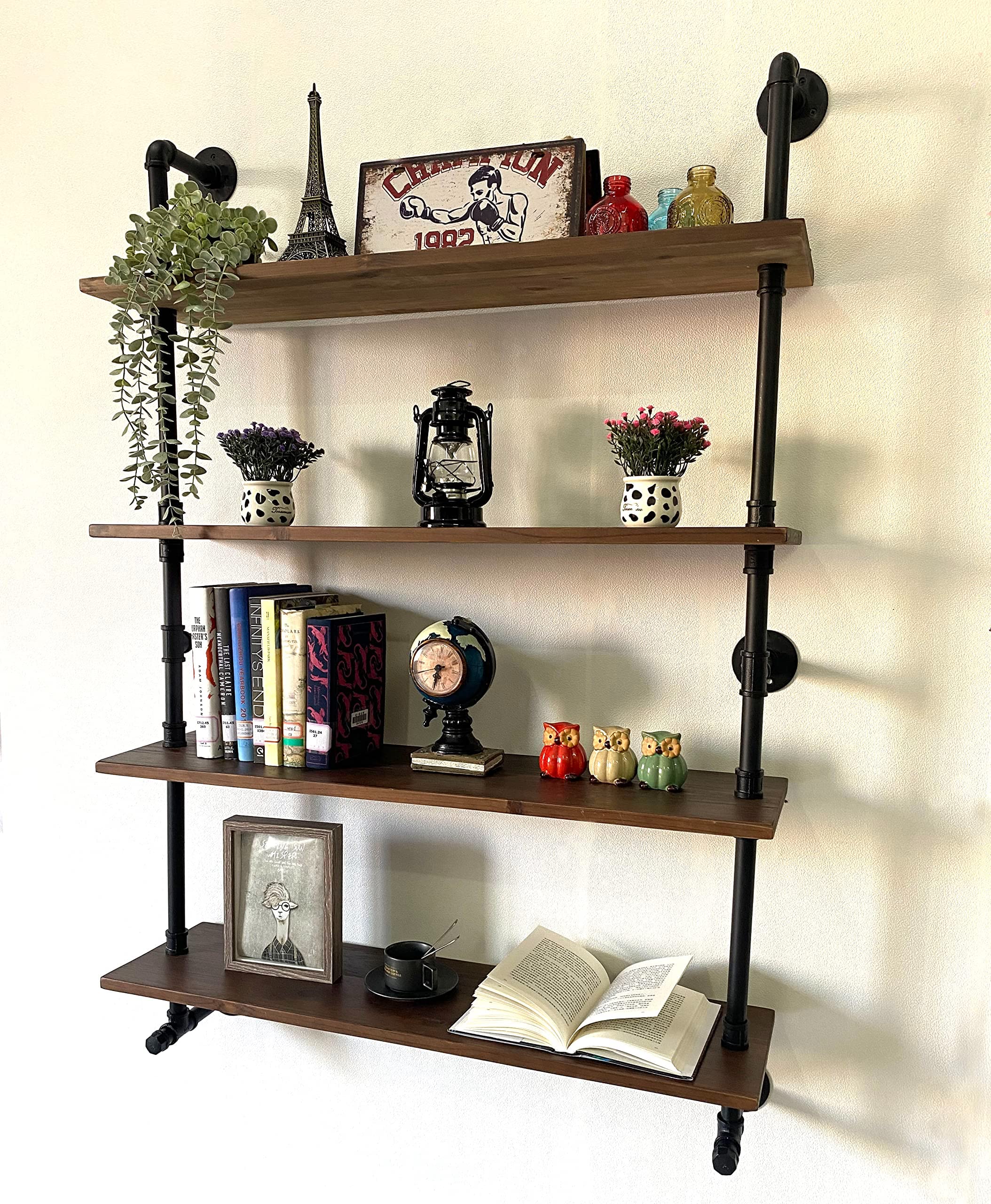 ROGMARS Floating Shelves for Wall,Solid Wood Shelves Industrial Pipe Shelving 36inch for Wall Decor,Kitchen,Living Room