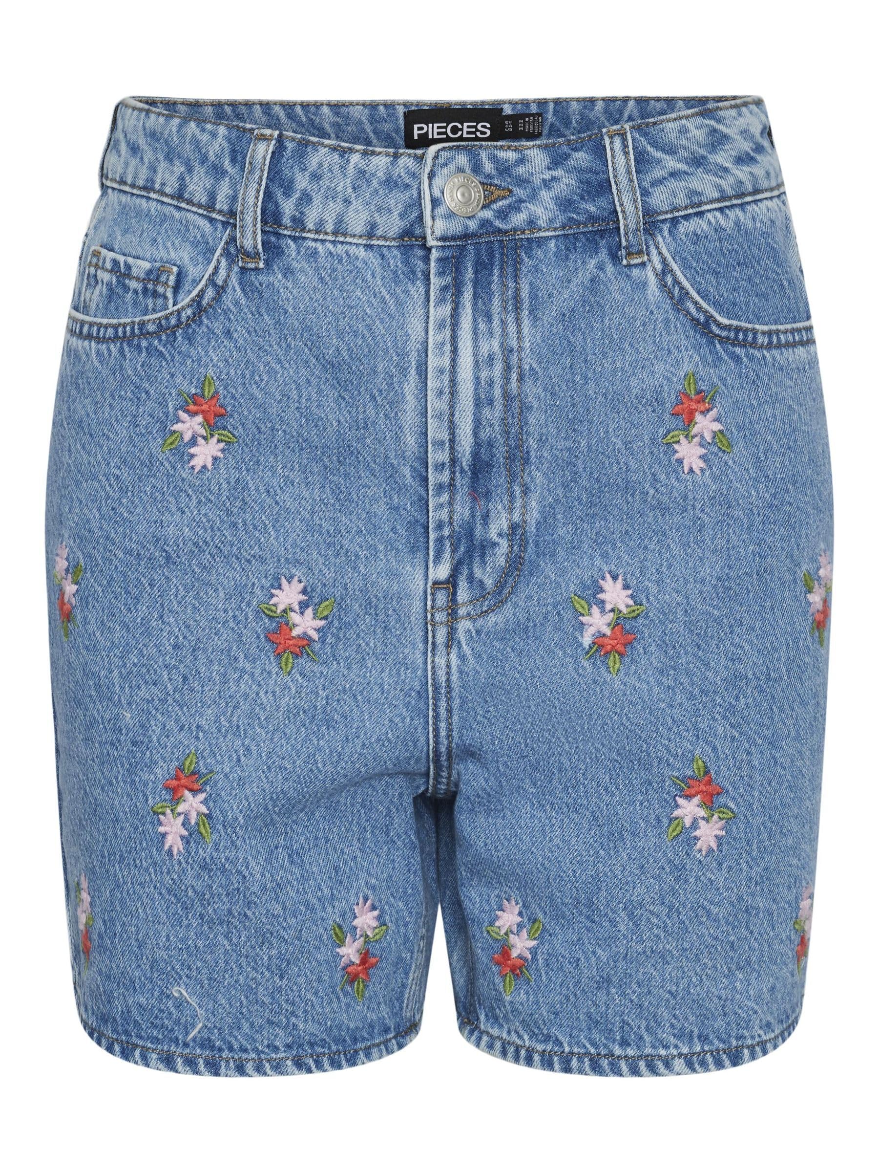 PIECES Female Jeansshorts PCSKY HW BESTICKTE