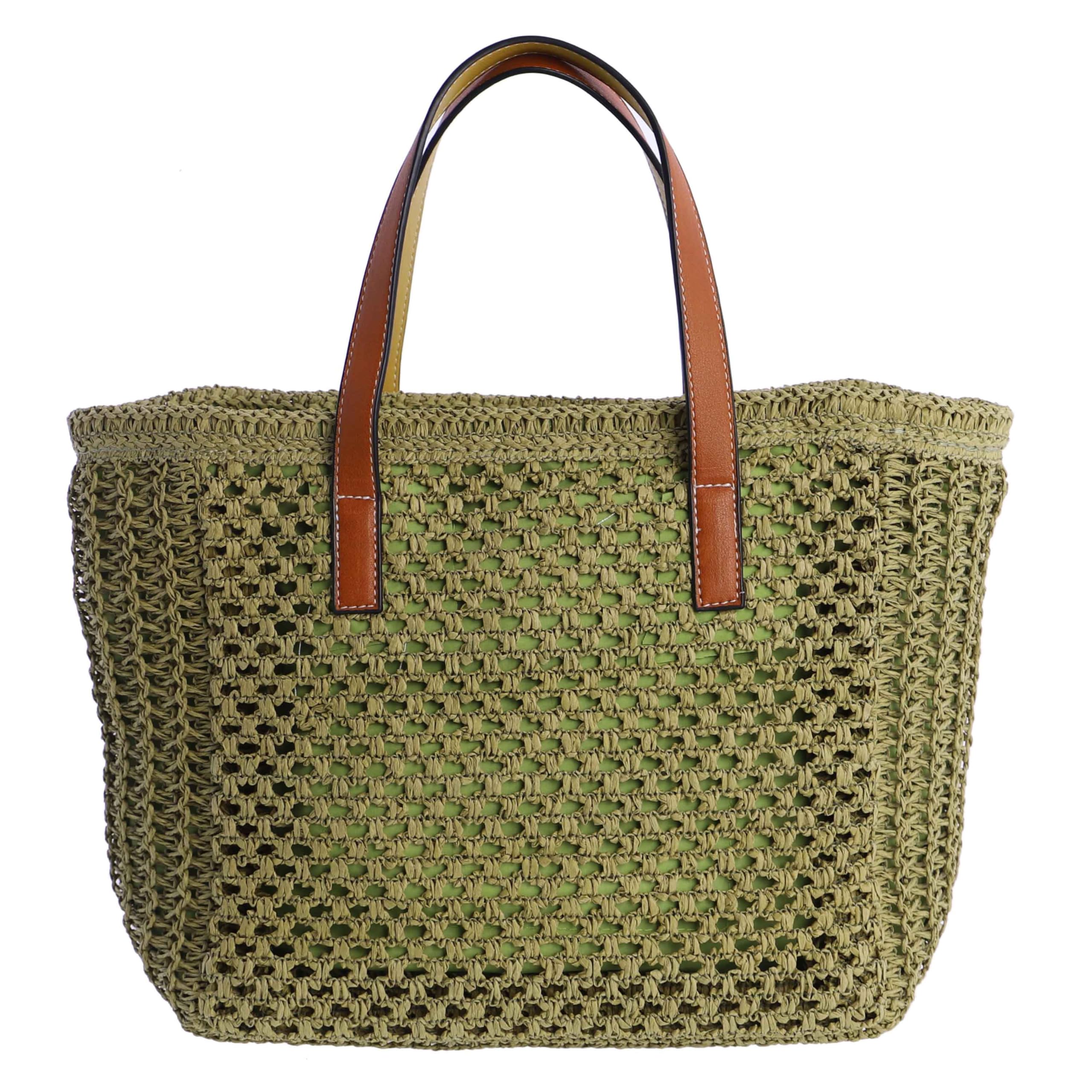 AMICHI - Bolso de mano de rafia para mujer - Bolso mano playa mujer - Bolsa playa para mujer, Aruba