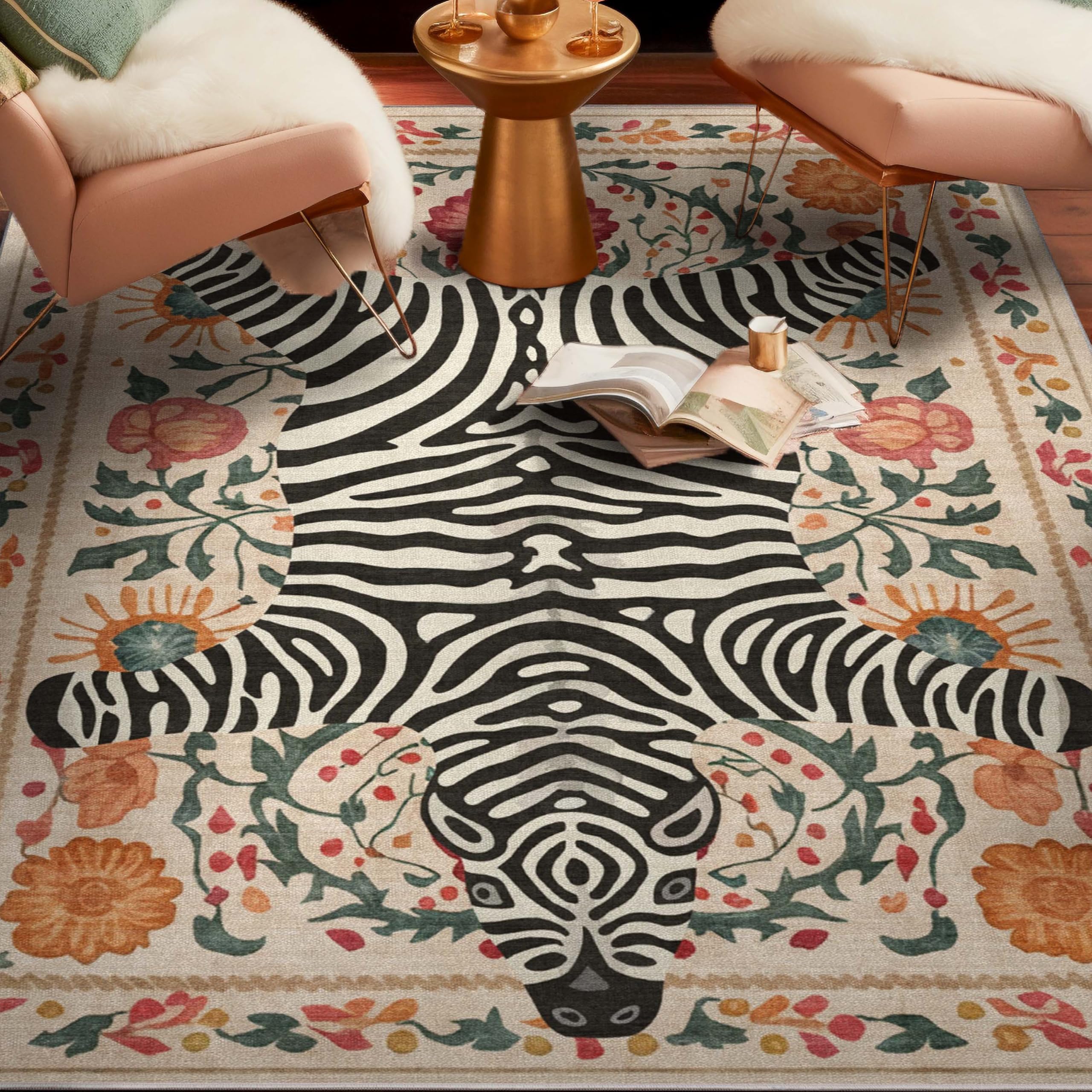 Well Woven Apollo Zebra's Haven Ivory Multi 3x5 (3'3" x 5') Area Rug – Stylish Zebra Print for Bold Living Spaces