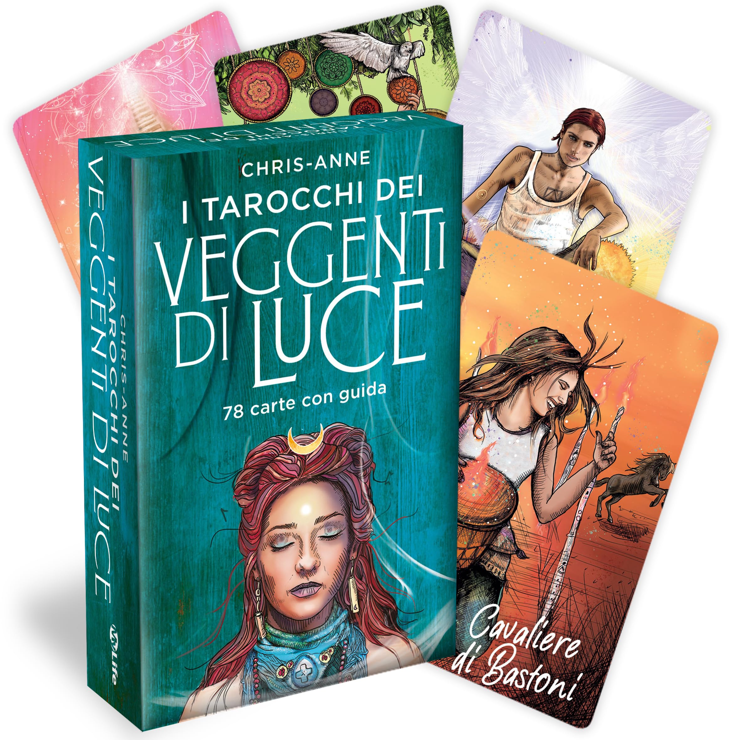 I Tarocchi dei Veggenti di Luce. 78 Carte reinterpretano in chiave moderna e originale i classici tarocchi con Guida illustrata di 128 pagine. Un viaggio alla scoperta di se stessi tra luci e ombre.