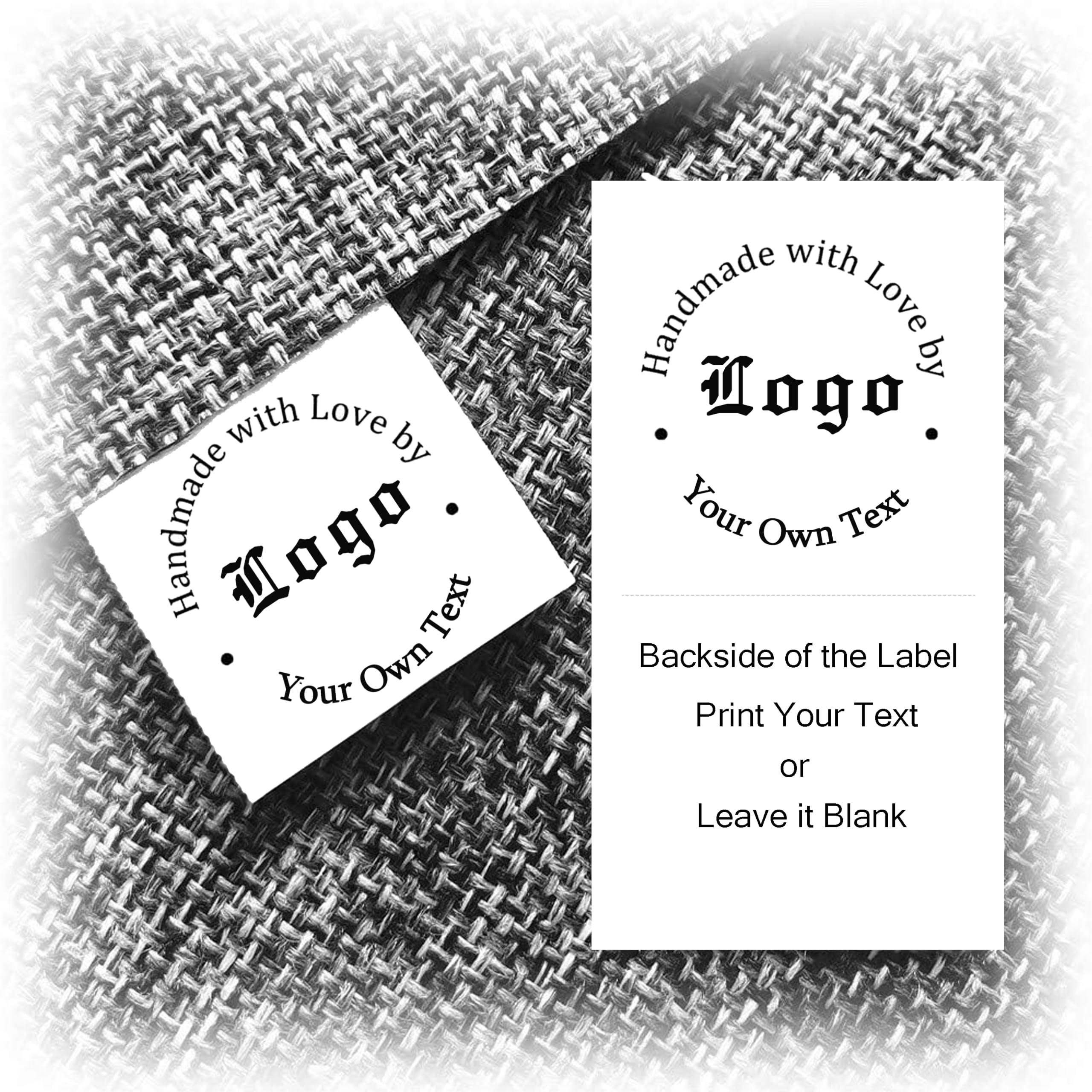 Custom 50 100 200 300 Pack Fabric Washable Clothing Labels, Personalized Sew-On Tags for Handmade Items, Customizable Made with Love Sewing Label,