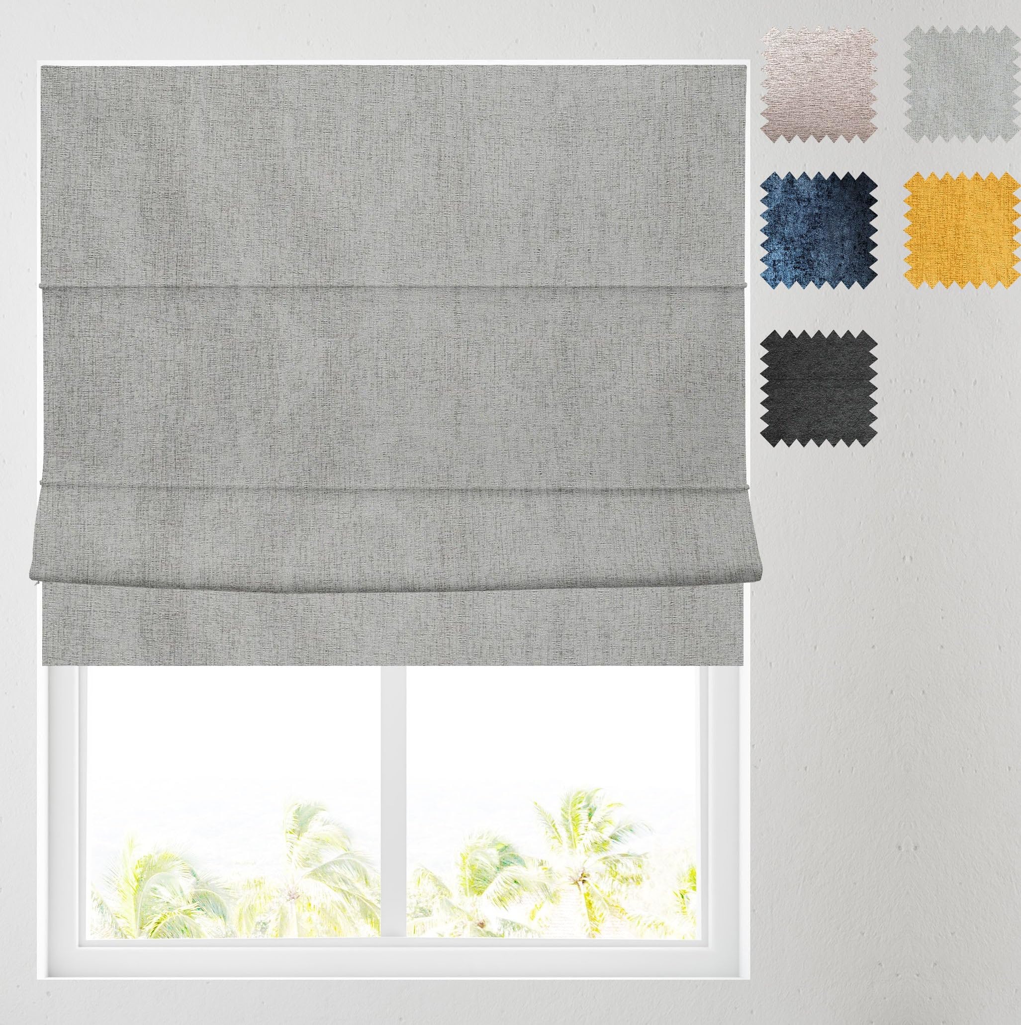 Barnes Blinds And Interiors Silver Barnes Blinds -Chenille Lined Roman Blind - Choice Of Standard Or Deluxe Headrail - Choice Of Deluxe Or Standard Headrail - Durable Fittings Easy Fit ( 5Ft (153Cm))