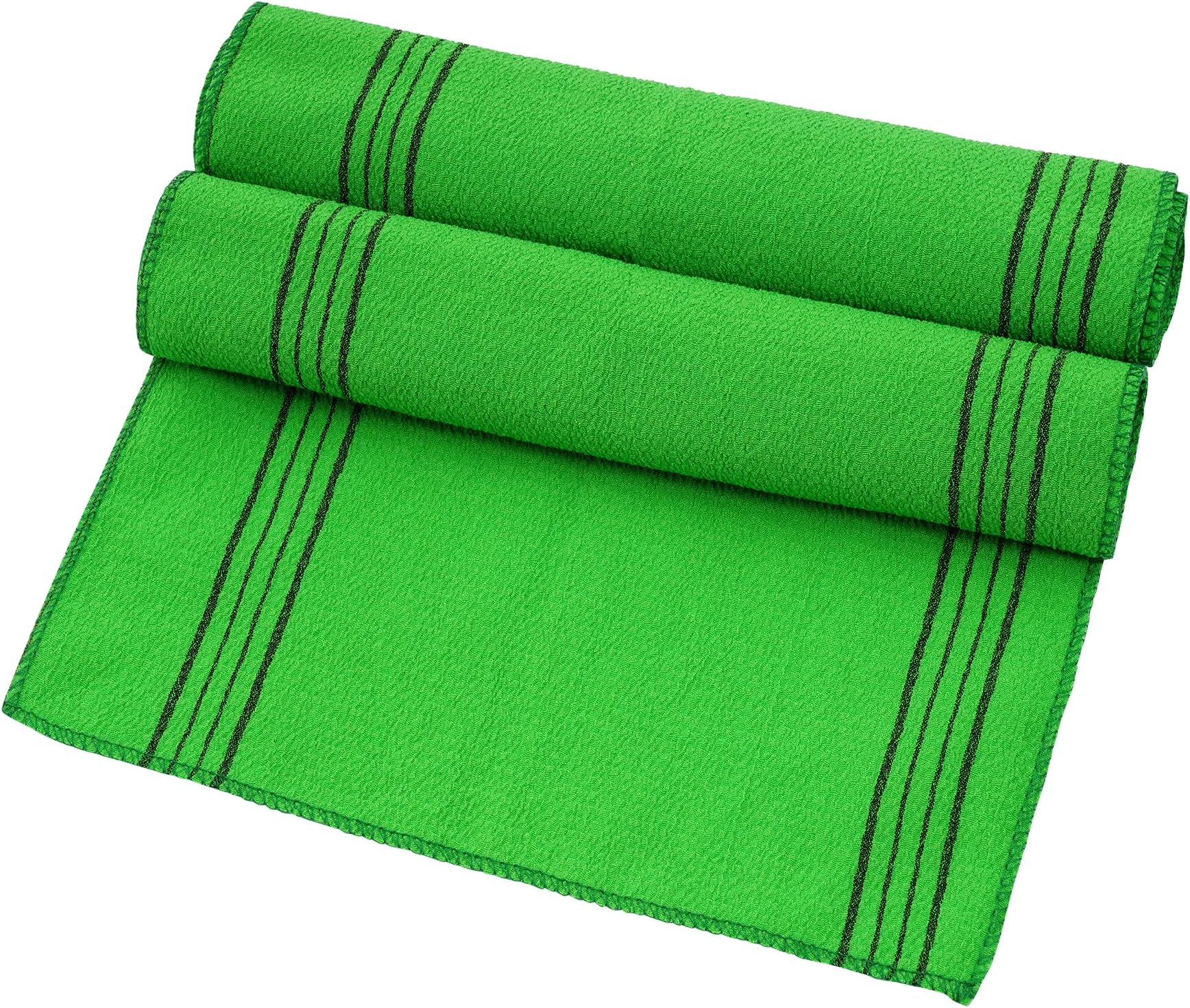 obmwang 2 Pieces Korean Exfoliating Washcloth Towel Long Bath Wash Cloths Exfoliating Shower Towel Skin Back Scrubber for Daily Shower Bathing Exfoliating