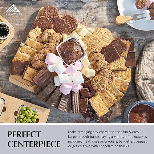 Miniatura 4 de LAH KITCHEN Juego de regalo de tabla de charcutería bolsa de viaje aislada, bandejas de embutidos, tabla de queso de bambú para regalos de boda,