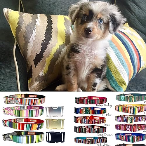 Miniatura 7 de Southwestern dog collar Aztec Navajo Tribal Boho inspired pet collars with black plain plastic buckle for puppy small dogs to large dogs Handmade in