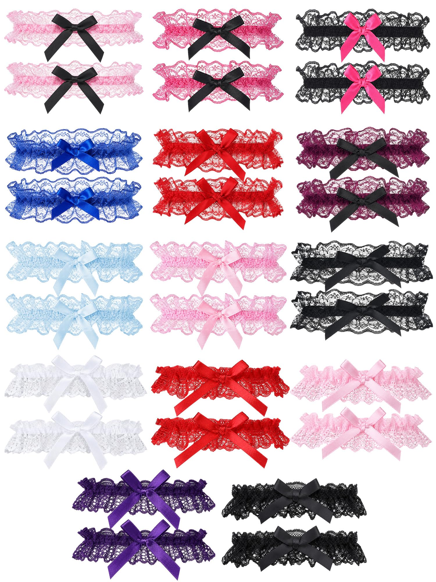 Boao 20 Pcs Lace Garter Women, Wedding Leg Garter Thigh