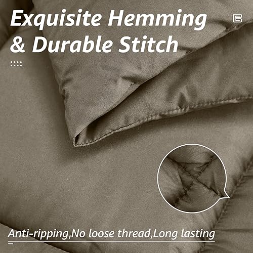 Miniatura 5 de Edredón de cama tamaño matrimonial para todas las estaciones, relleno de edredón acolchado alternativo con pestañas de esquina, cálido para