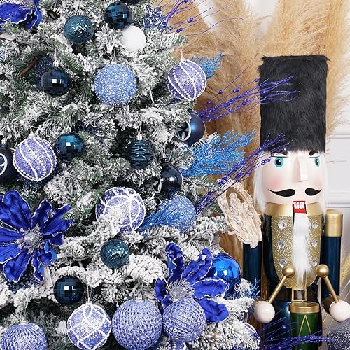 Miniatura 5 de Juego de 8 bolas de Navidad de 3.94 pulgadas, bolas de espuma de lentejuelas con purpurina, irrompibles, decoraciones de árbol de Navidad, juego de