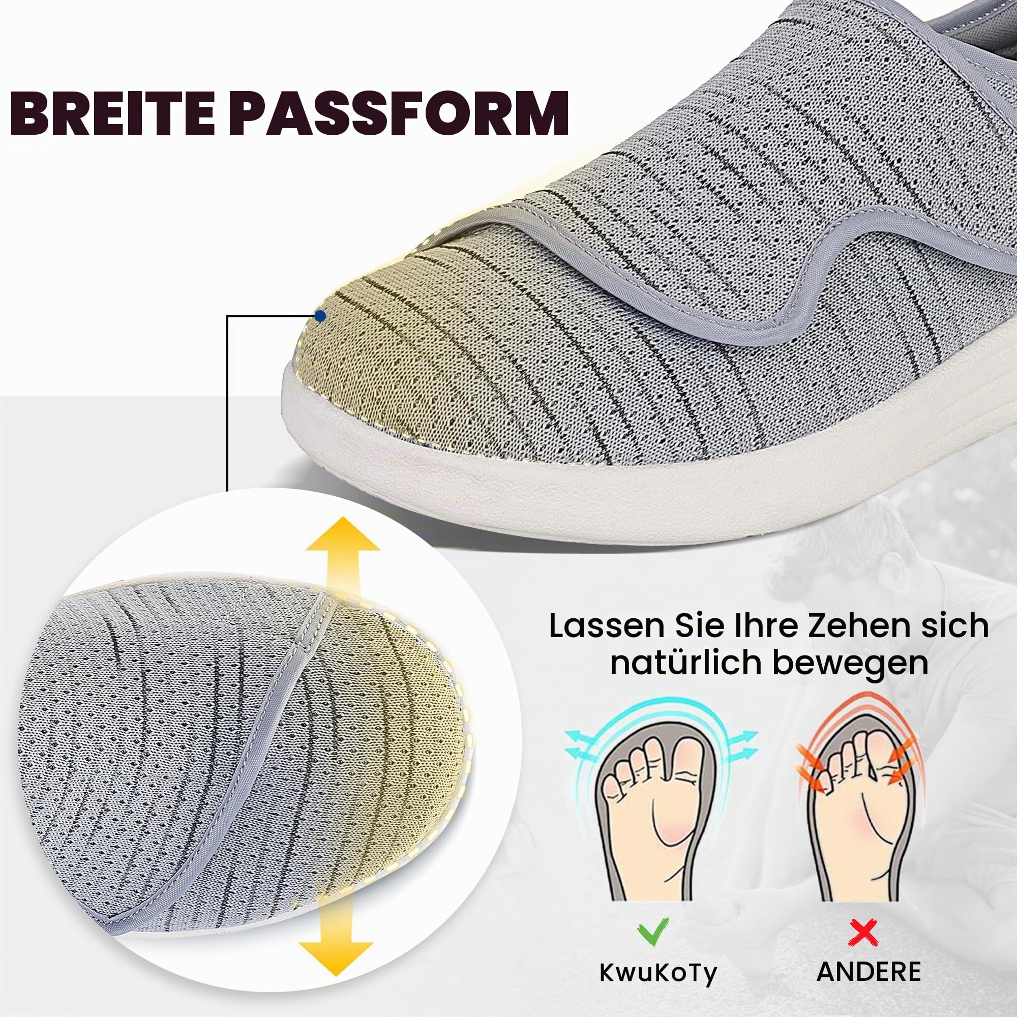 Herren Hausschuhe Verstellbar Extra Weit