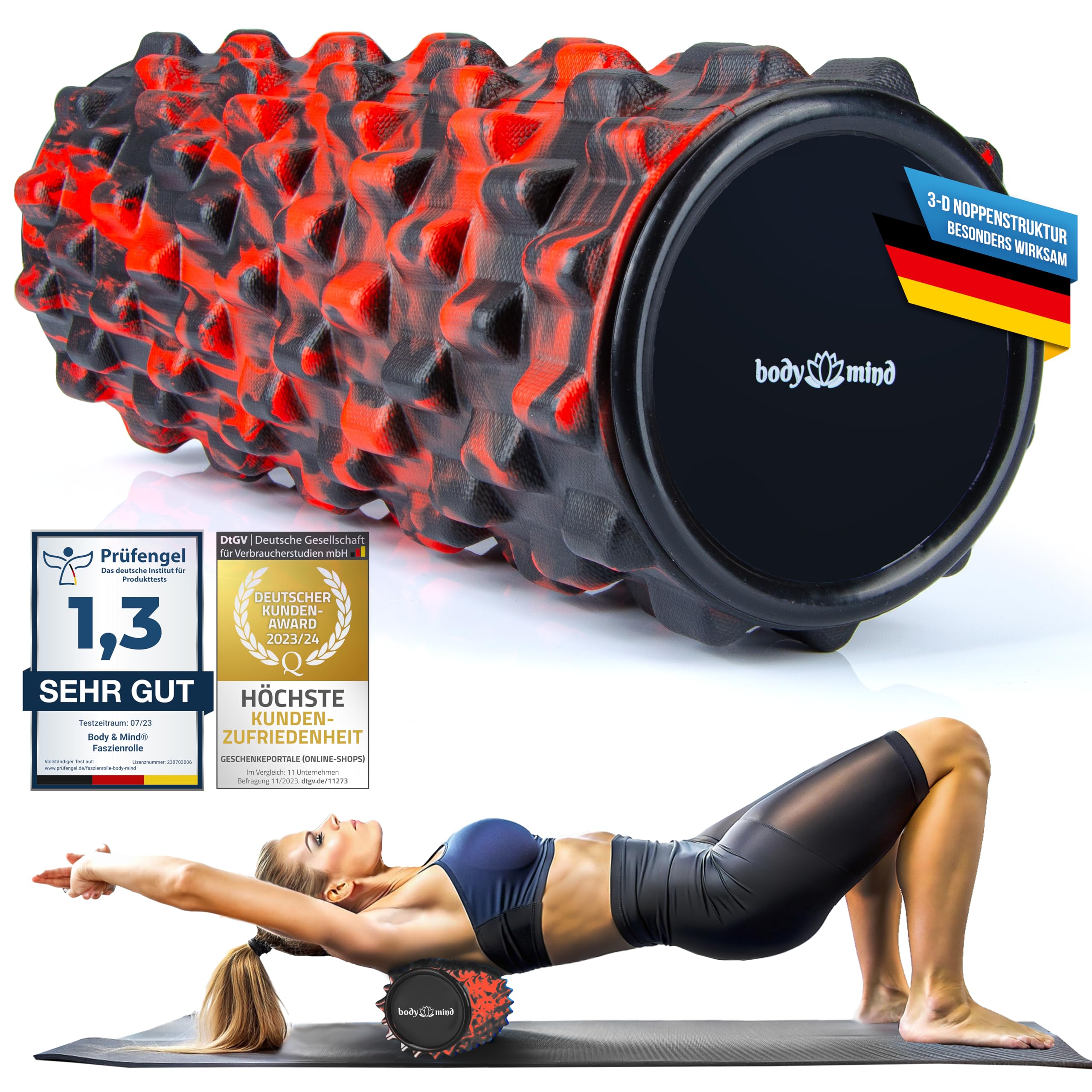 Body & Mind® Fascia Roller with 3D Knob Surface - Muscle & Back Massage
