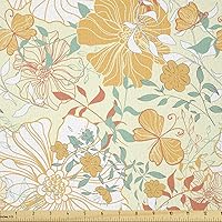 Vista 4 de Lunarable Tela suculenta de The Yard, flores en acuarela estilo pintura coloridas flores de primavera tema de jardinería, tela de microfibra