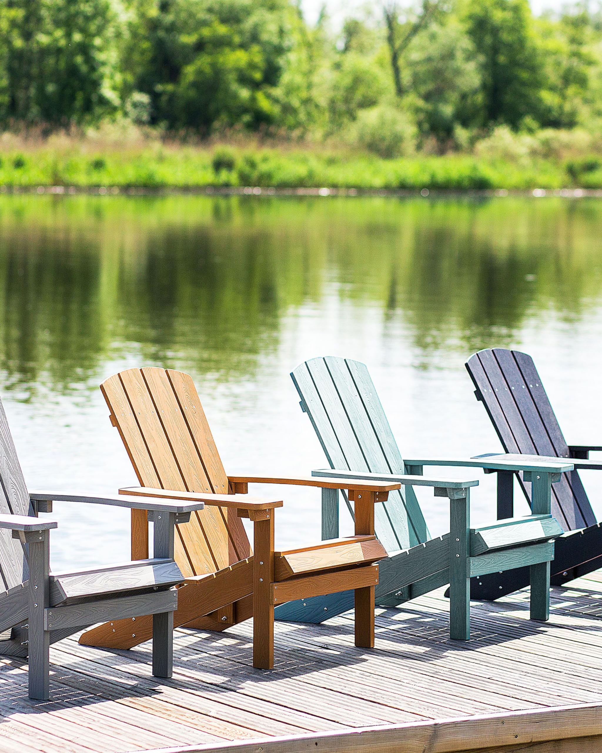 Moderner Muskoka Gartenstuhl in Türkis mit breiten Armlehnen Adirondack