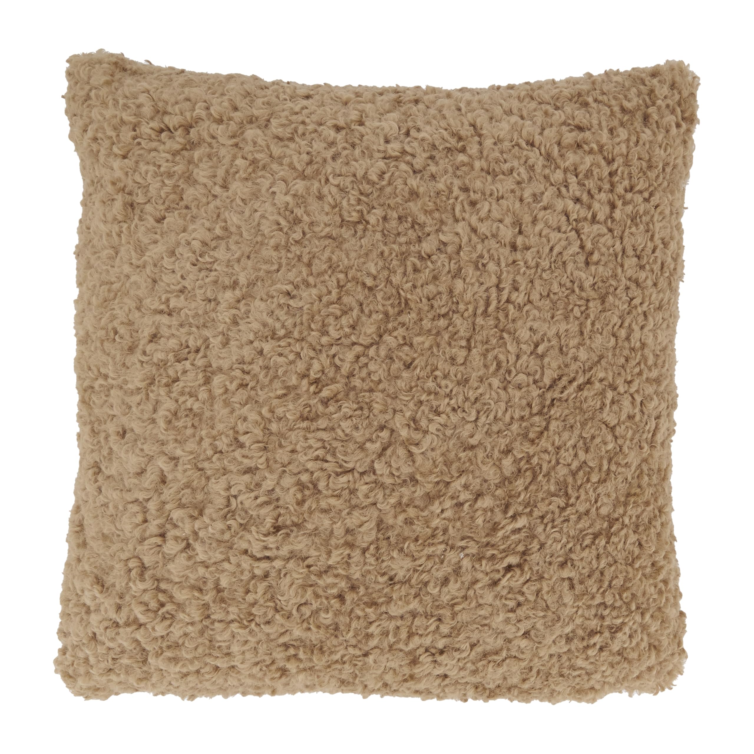 SARO LIFESTYLE Faux Lamb Fur Throw Pillow Cover