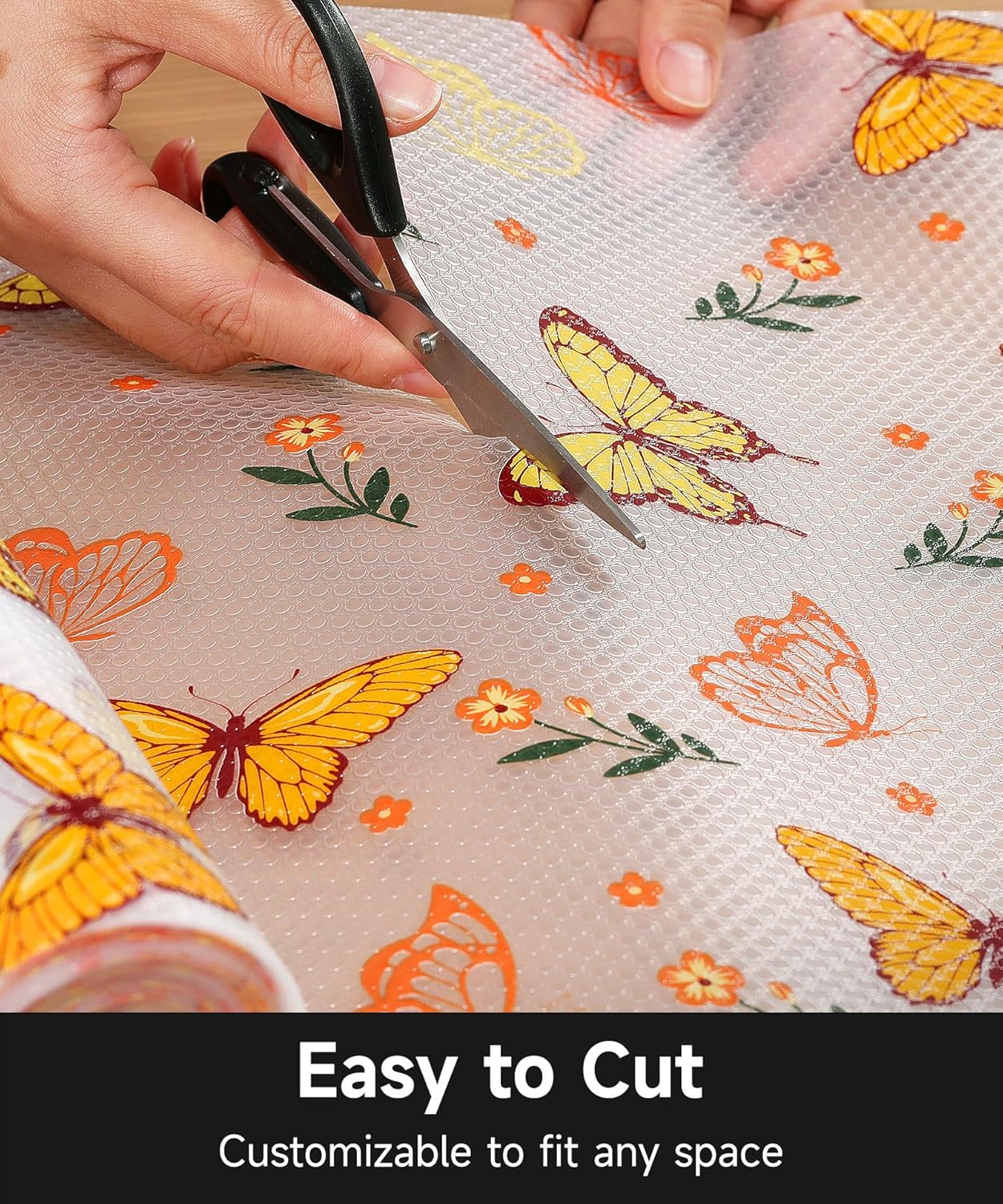 Drawer & Shelf Liner for Kitchen Cabinets Non Adhesive Waterproof Oilproof Easy to Cut Reusable Washable Shelf Paper for Refrigerator, Cupboard, Dresser, Bathroom (Colorful Butterfly, 23.6"W x 236"L)