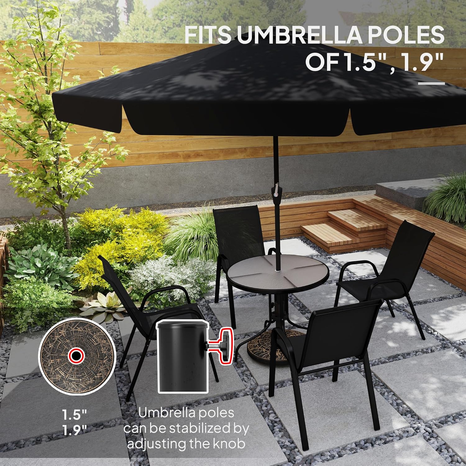 Outsunny 19" Patio Umbrella Base, 26 lbs Concrete Heavy Duty Umbrella Stand, Round Patio Umbrella Holder for 1.5"/1.9" Umbrella Poles for Outdoor, Lawn, Poolside, Bronze