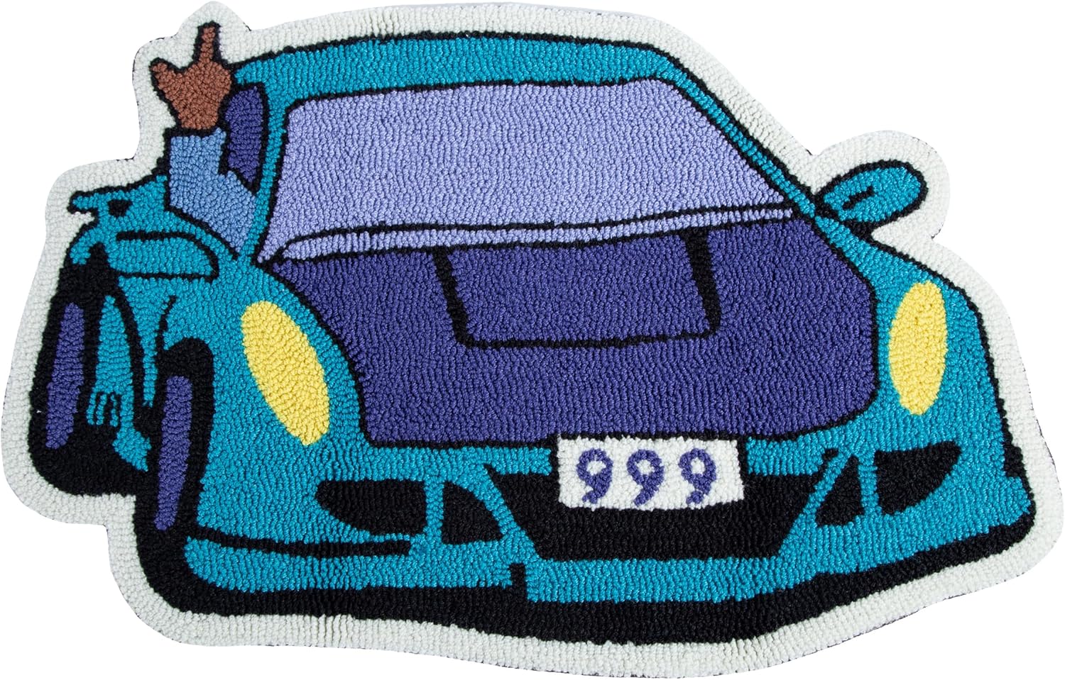 999 Blue Cool Racing Car Loop Tufted Rug Handmade Embroidered Simple Non-Slip Home Decor Children's Play Cushion Bedroom Soft Floor Mat Cartoon Doormat (999Car_Black)