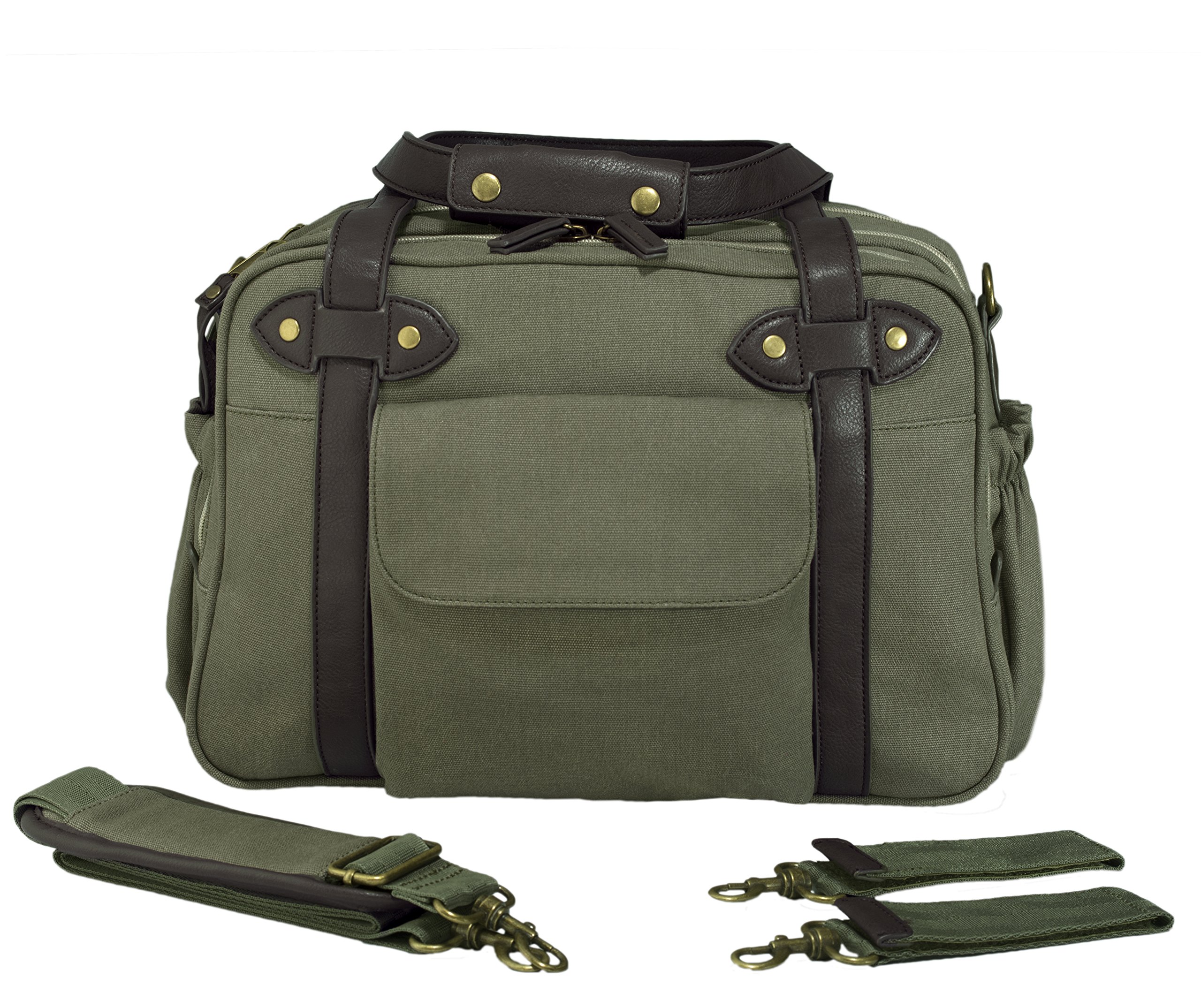 SoYoung Charlie Diaper Bag/Backpack - Unisex - Stylish Design - Changing Matt - Laptop Compartment - Bottle Pockets - Khaki