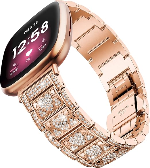 Amazon.com: GELISHI Correa de repuesto compatible con Fitbit Versa 3/Sense  para mujer, de acero inoxidable, color oro rosa : Electrónica
