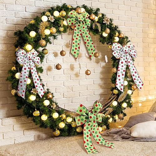 Miniatura 9 de 12 lazos grandes de elfo de Navidad de 9 x 16 pulgadas, lazos decorativos para colgar de Navidad, puntos con purpurina, adorno de Navidad, regalo de