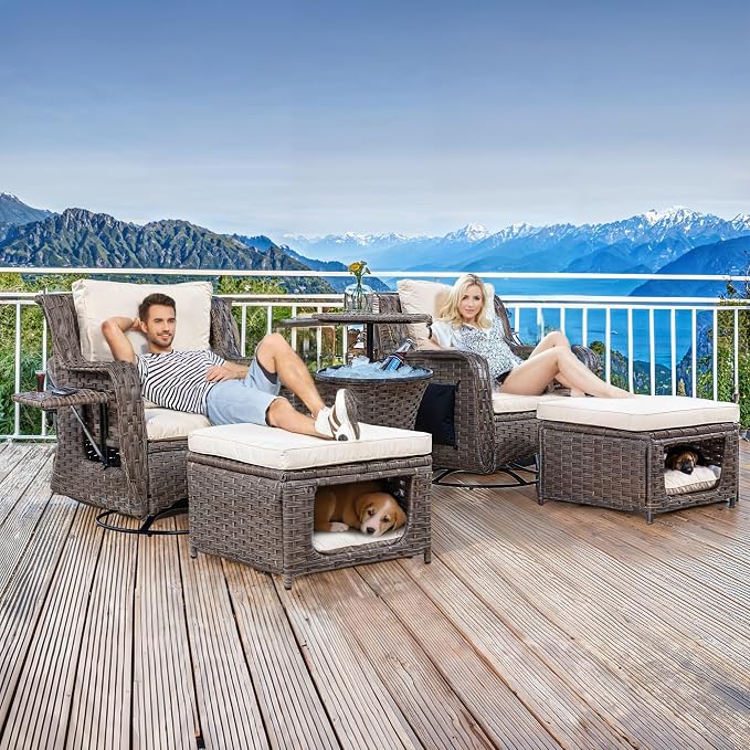 Swivel Rocker High Back Outdoor 5 Piece