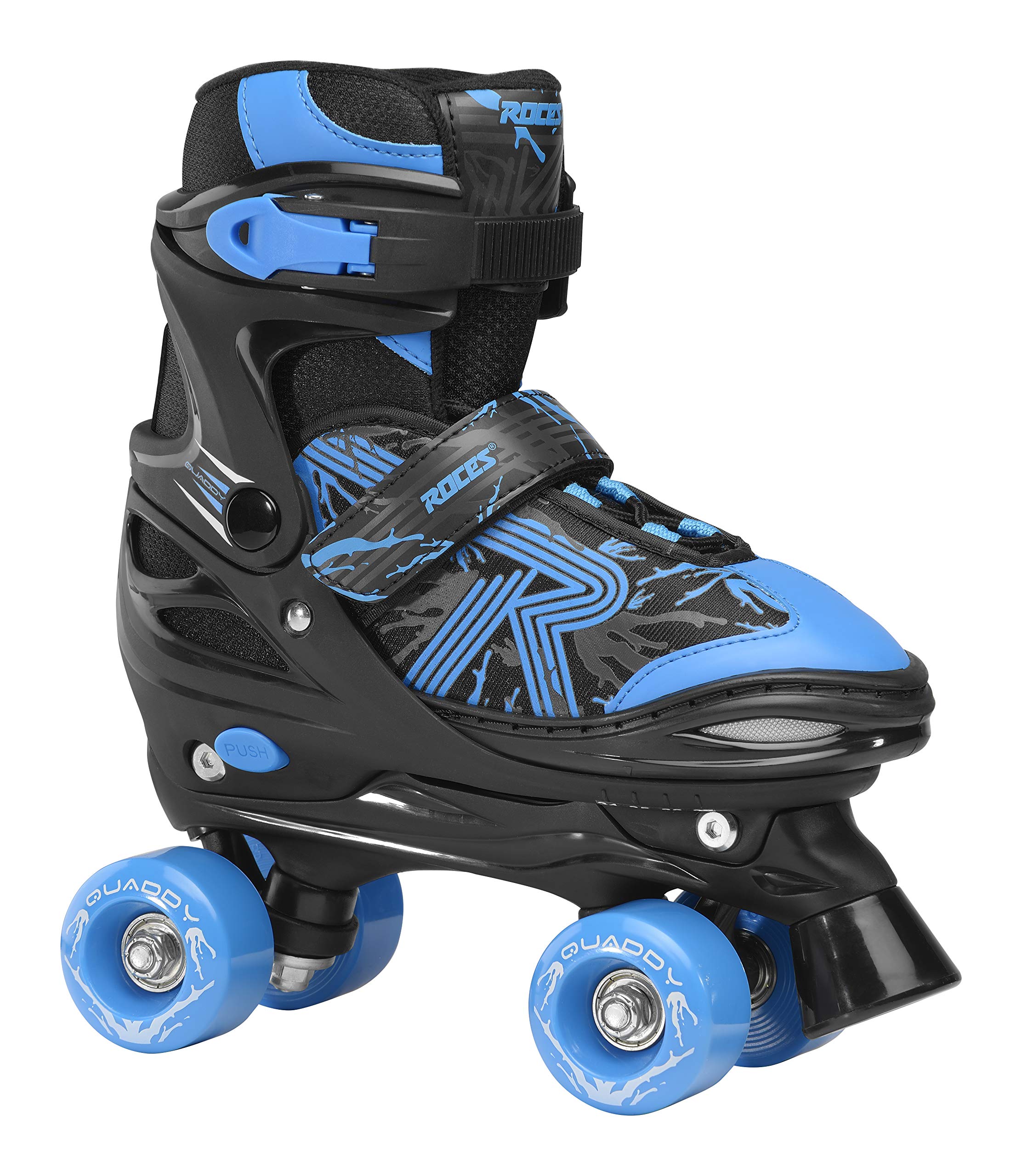 Roces Boys Quaddy 3.0 Boy Adjustable Children's Roller Skates, Black-Astro Blue, 38/41