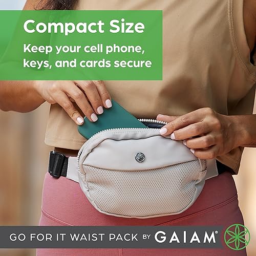 Miniatura 6 de Gaiam Go for It - Riñonera ajustable para mujeres y hombres, bolsa cruzada impermeable con bolsillos con cremallera, bolsa para cinturón