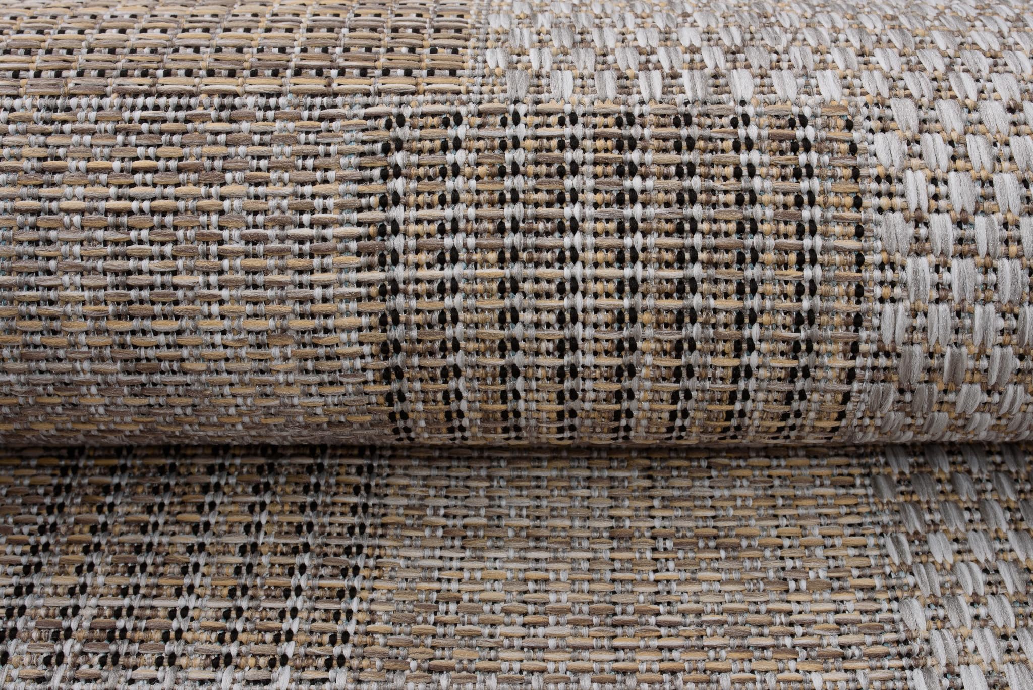 TAPISO Melissa Tappeto Esterno Interno Pelo Corto Testure Piatta Moderno Geometrico Mosaico Marrone Grigio Outdoor Indoor Oeko-Tex Terrazza Balcone Salotto Cucina 200 x 290 cm
