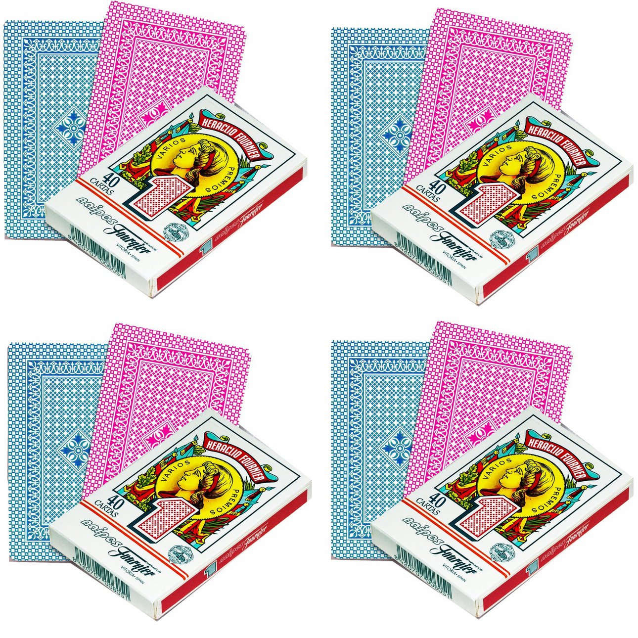 Outletdelocio Pack de 4 Baraja española. 40 Cartas. En Caja de Carton