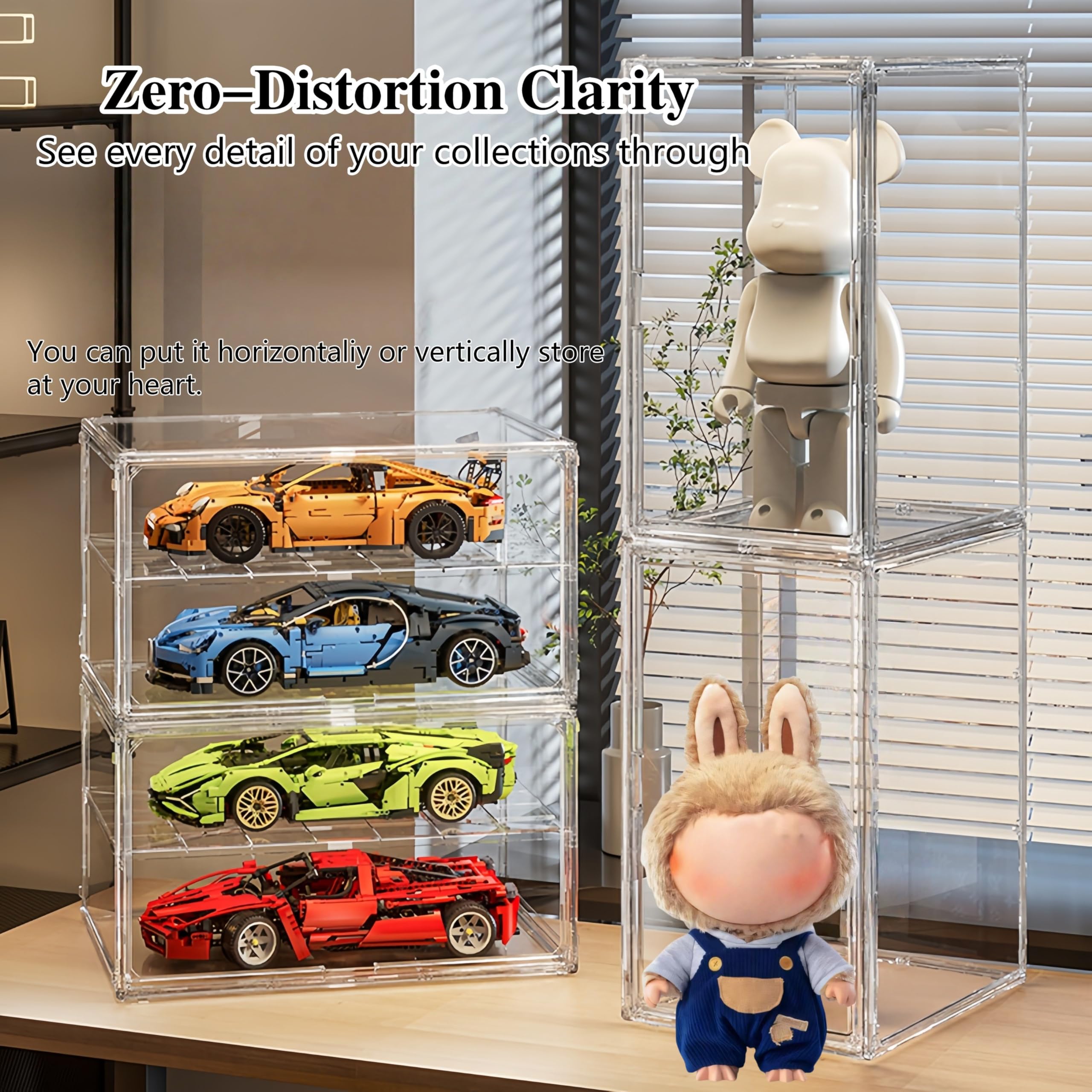 jumbo vertical acrylic display case - extra tall 19.6" cabinet for oversized figures, magnetic door & stackable dustproof showcase for statues, plush art dolls (extra large 14.5"x11.5"x19.6")