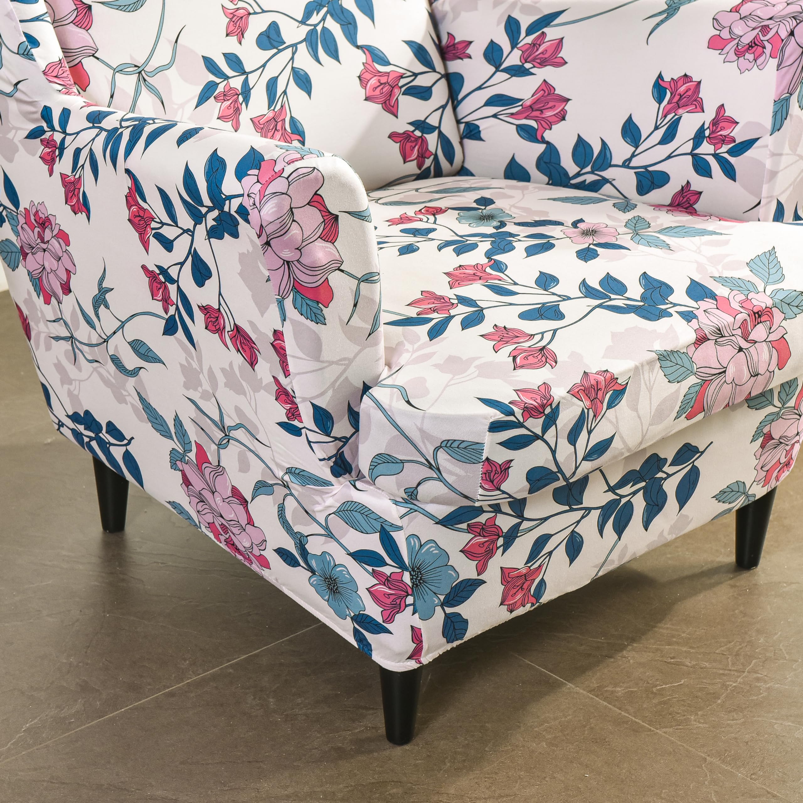 Fundas de sillón orejero elástica 1 Plaza Estampado Fundas para sillones con Respaldo de ala Cubre Sillón para Sala de Estar Aroma de la Tarde