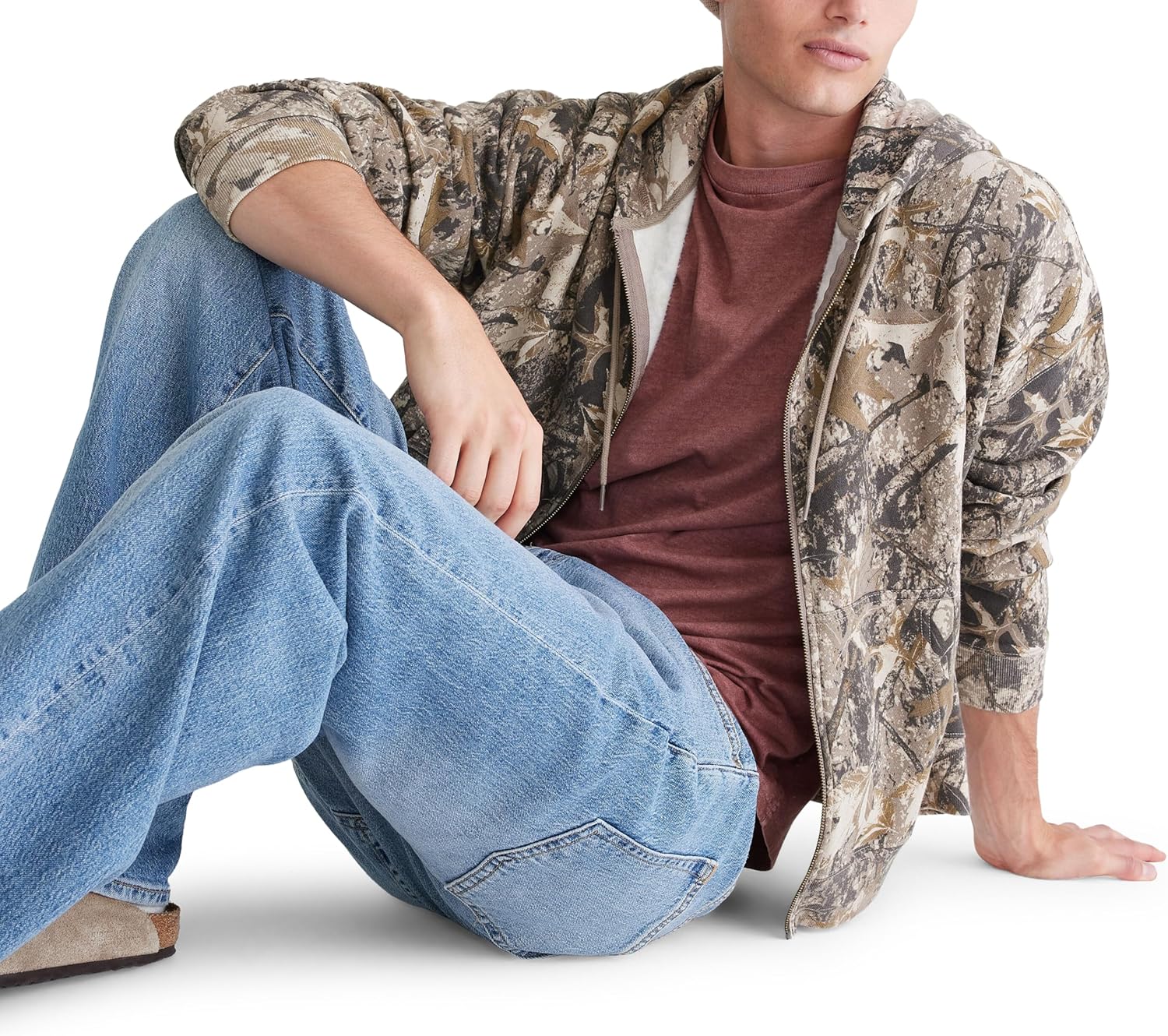 AEROPOSTALE mens Forest Camo Boxy Full-zip Hoodie - Image 3