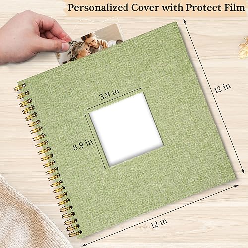 Vista 117 de Funda de lino para álbum de fotos, 10 x 10 pulgadas, tapa dura, papel de estraza blanca, libro de memorias, para viajes, bodas, libro de invitados