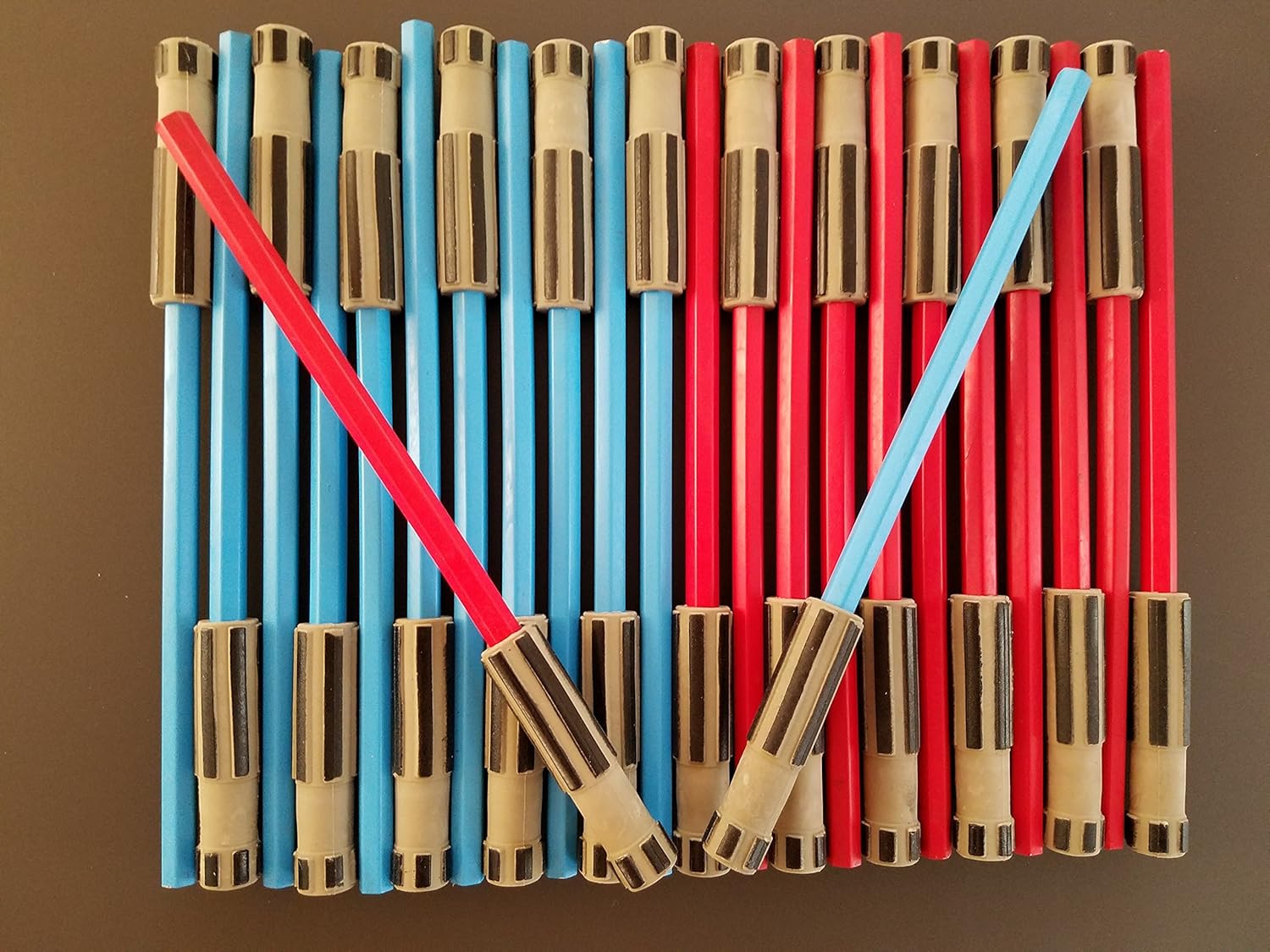 Light Saber Pencils Party Favors, Set for Kids 24 pack of Red and Blue Pencils with 3D Top Gifts Supplies for Star Wars Fan Boys Girls Teen Tween Adult : Toys & Games