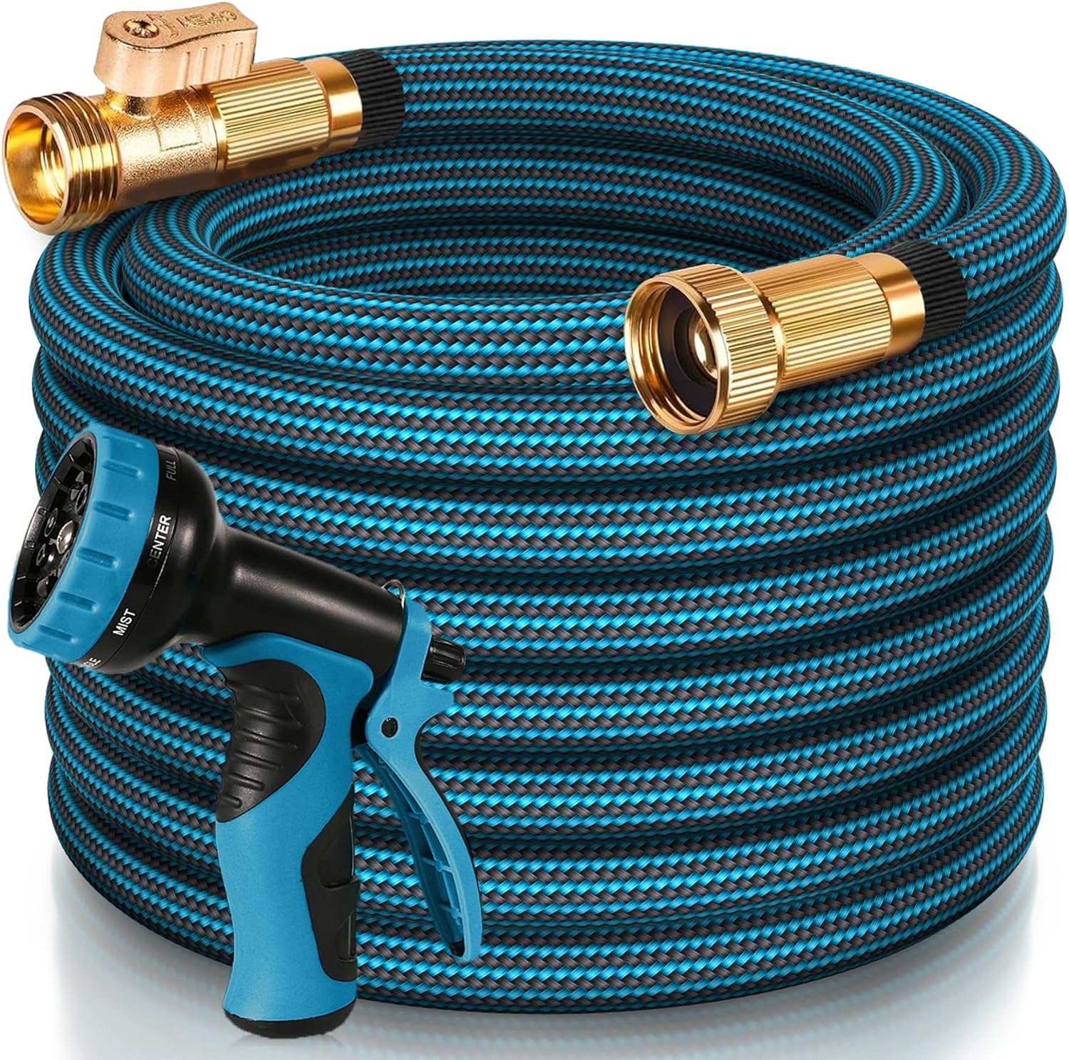 50 ft garden hose with 10-pattern spray nozzle
