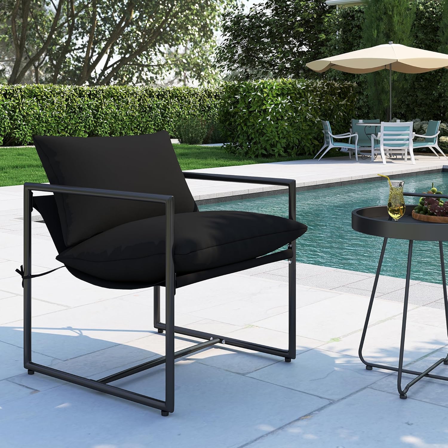 Outdoor Patio Balcony Chairs Set of 2, Outdoor Patio Bistro Set, Rustproof Frame and Waterproof Cushions, Ideal Luxury for Poolside, Porch, and Garden, Beige