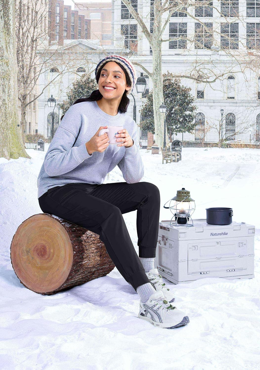 Soothfeel Women's Fleece Lined Joggers Pants High Waisted Water Resistant Thermal Sweatpants Winter Hiking Pants with Pockets - Image 3