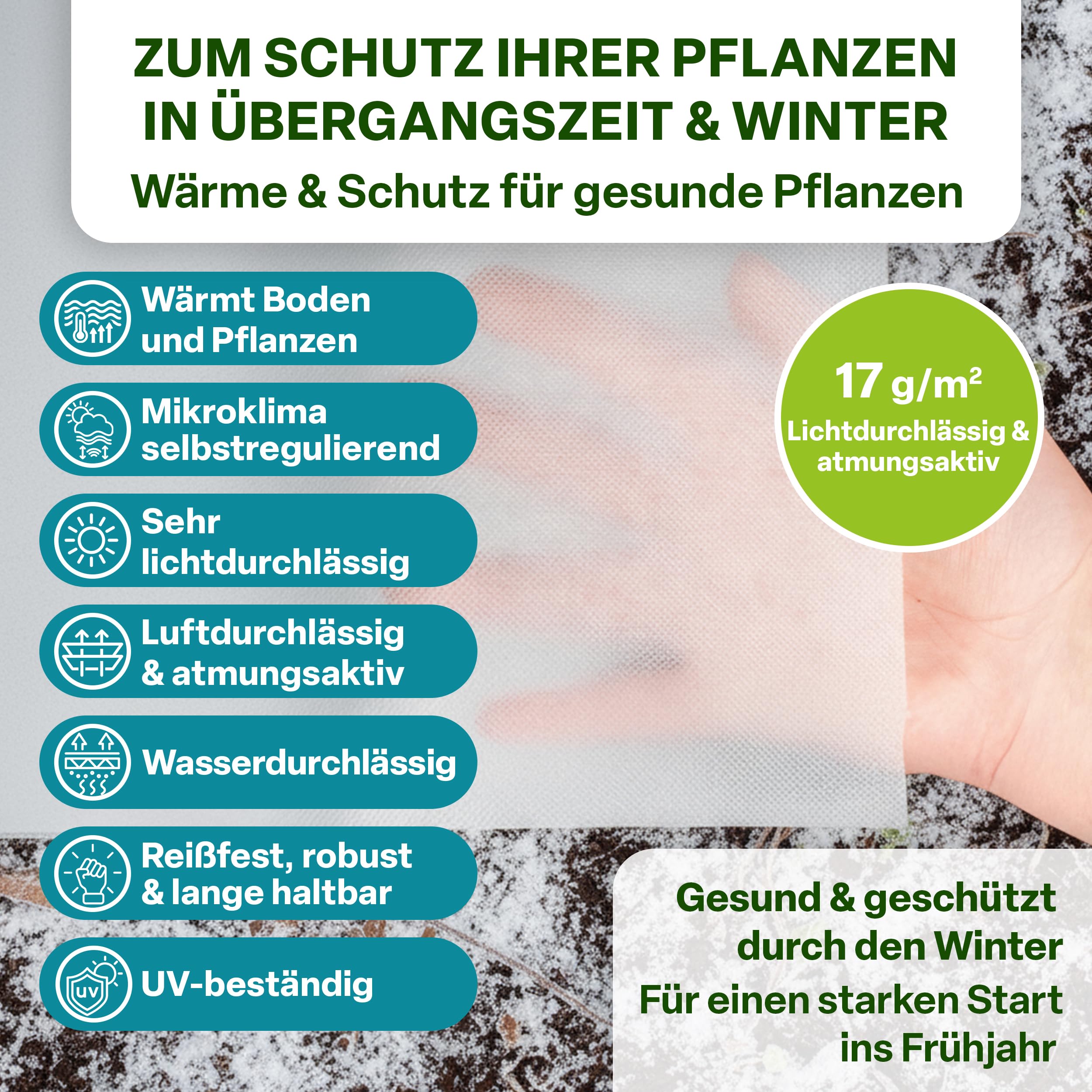 TTL Garden - Toison Non-tissée D'hiver - 17 G/m² - 10 M² - 2 M X 5 M - Blanc - Protection Contre Le Gel - Protection Hivernale Pour Plantes D' Extérieur - Protection Des Plantes - Jardinière Surélevée