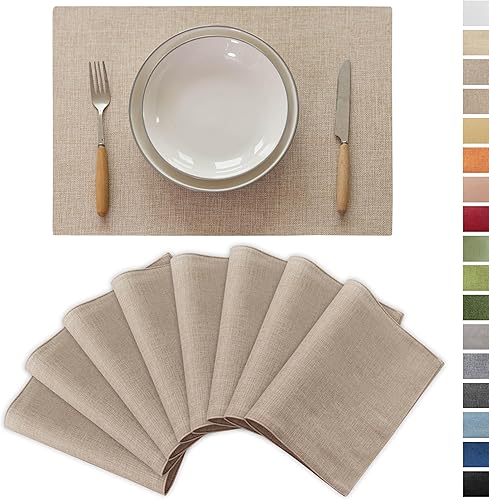 Miniatura 39 de Demetex Juego de 4 manteles individuales azules resistentes al calor de lino para mesa de comedor, manteles individuales de tela para cocina, azul