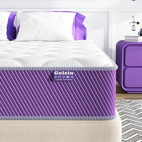 Miniatura 11 de Colchón de tamaño matrimonial, colchón de espuma viscoelástica de 10 pulgadas en una caja con resortes ensanchados, colchones híbridos de firmeza